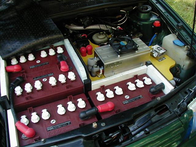 Front batteries and electronics