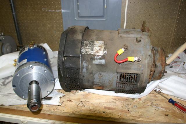 New Forklift Motor compare to burnt-out 