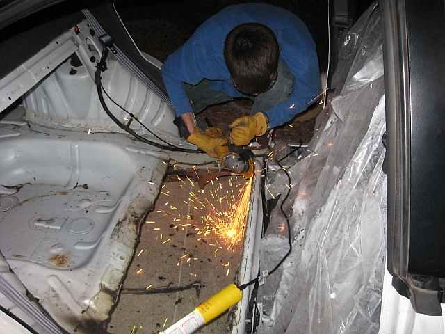 Cutting out the floor pan under bk seat