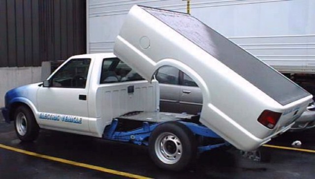 View of tilting truck bed