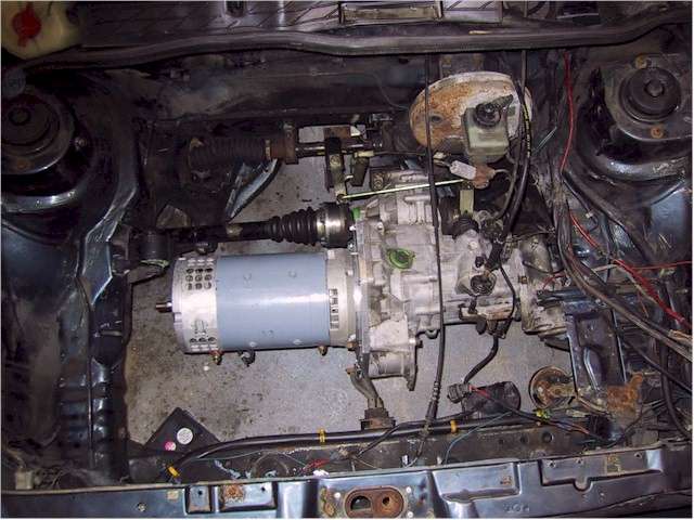 The engine compartment without batteries