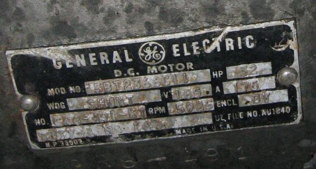 GE Motor Label