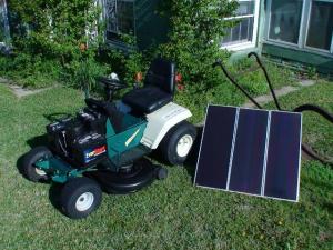 Batt Mower with Solar Panels
